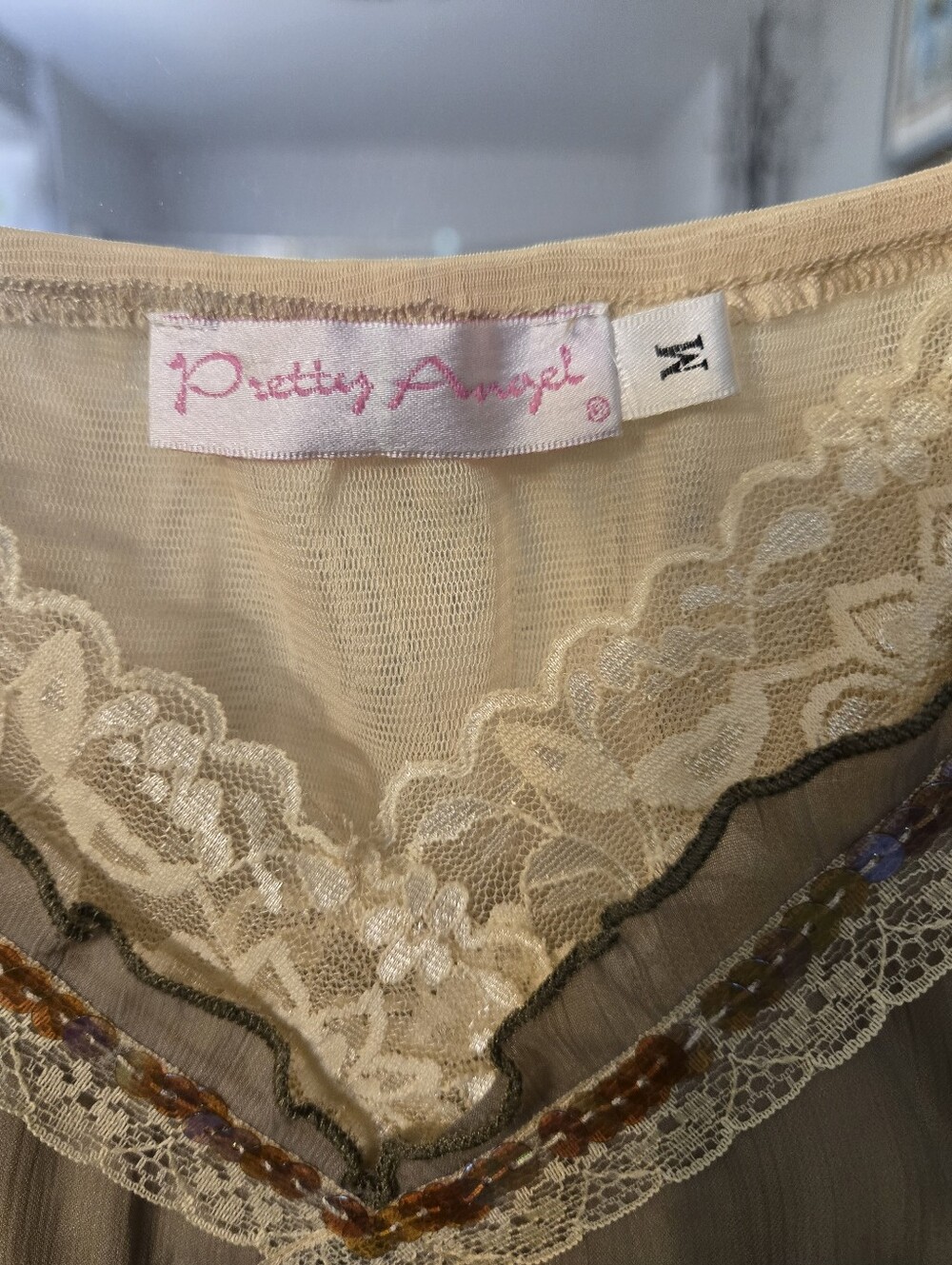 Pretty Angel Taupe & Cream Beaded Lace-Trim Cami - Picture 4 of 4